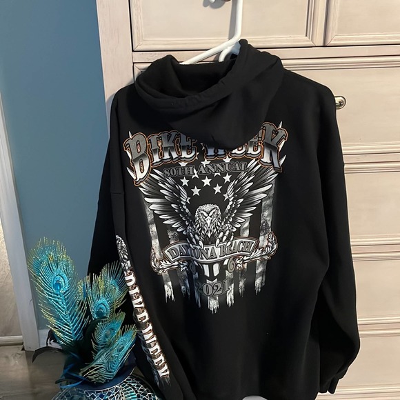 Men’s 80th annual bike week Daytona beach, 2021 canvas, eagle hoodie, two XL - Picture 1 of 7
